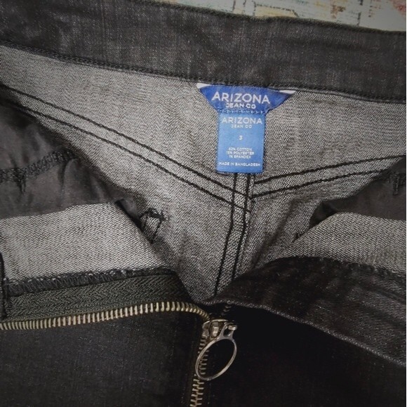 Y2K 90s Circle Zipperpull grunge dark wash black denim jean mini skirt cutoff - Picture 6 of 9